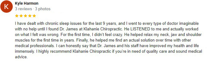 Chiropractic Issaquah WA Screenshot Testimonial Kyle Harmon